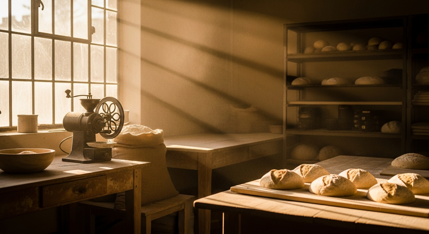 Morning light in bakery